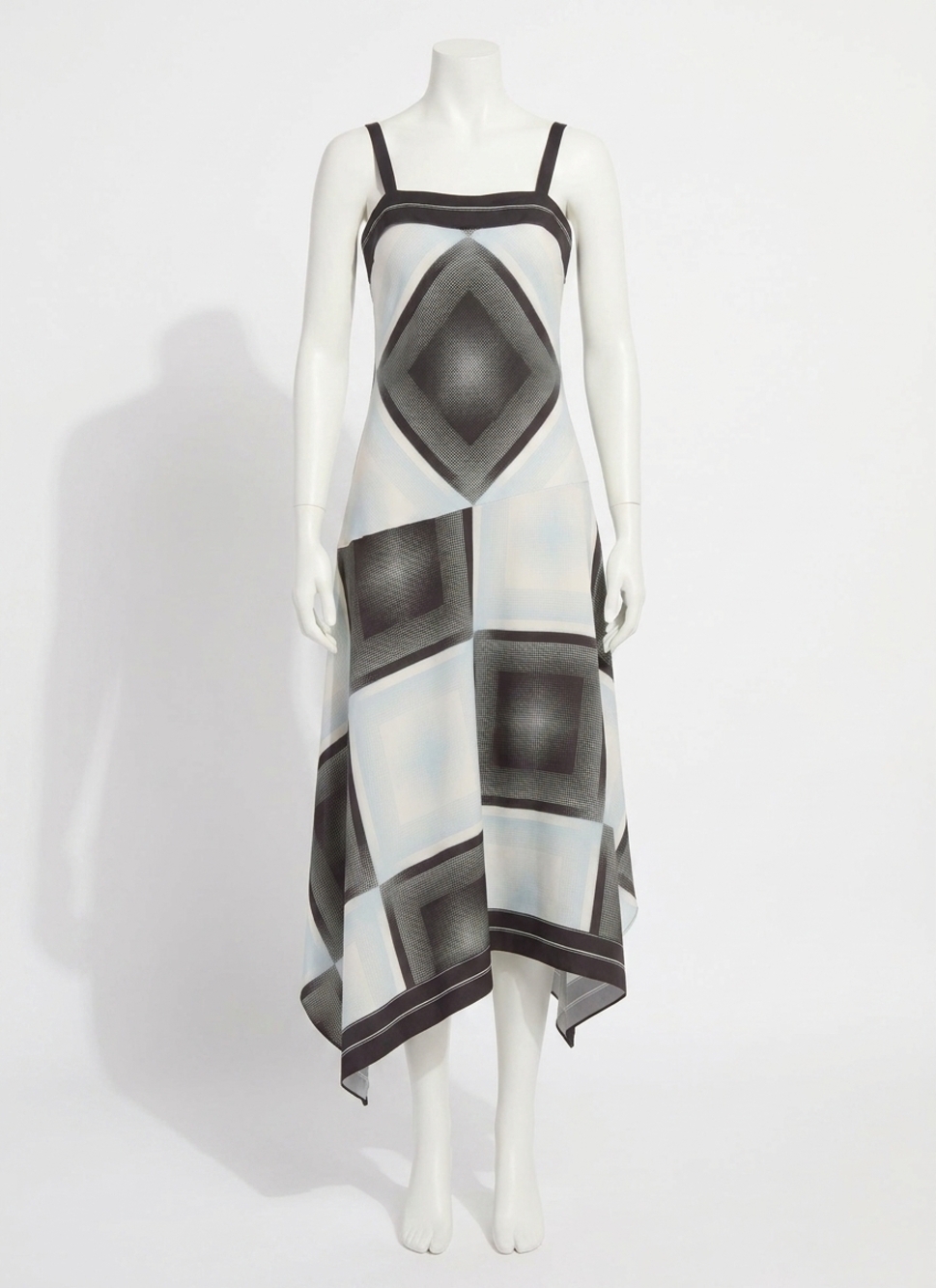 NEW LYSSE sarai handkerchief asymmetric dress in halftone scarf